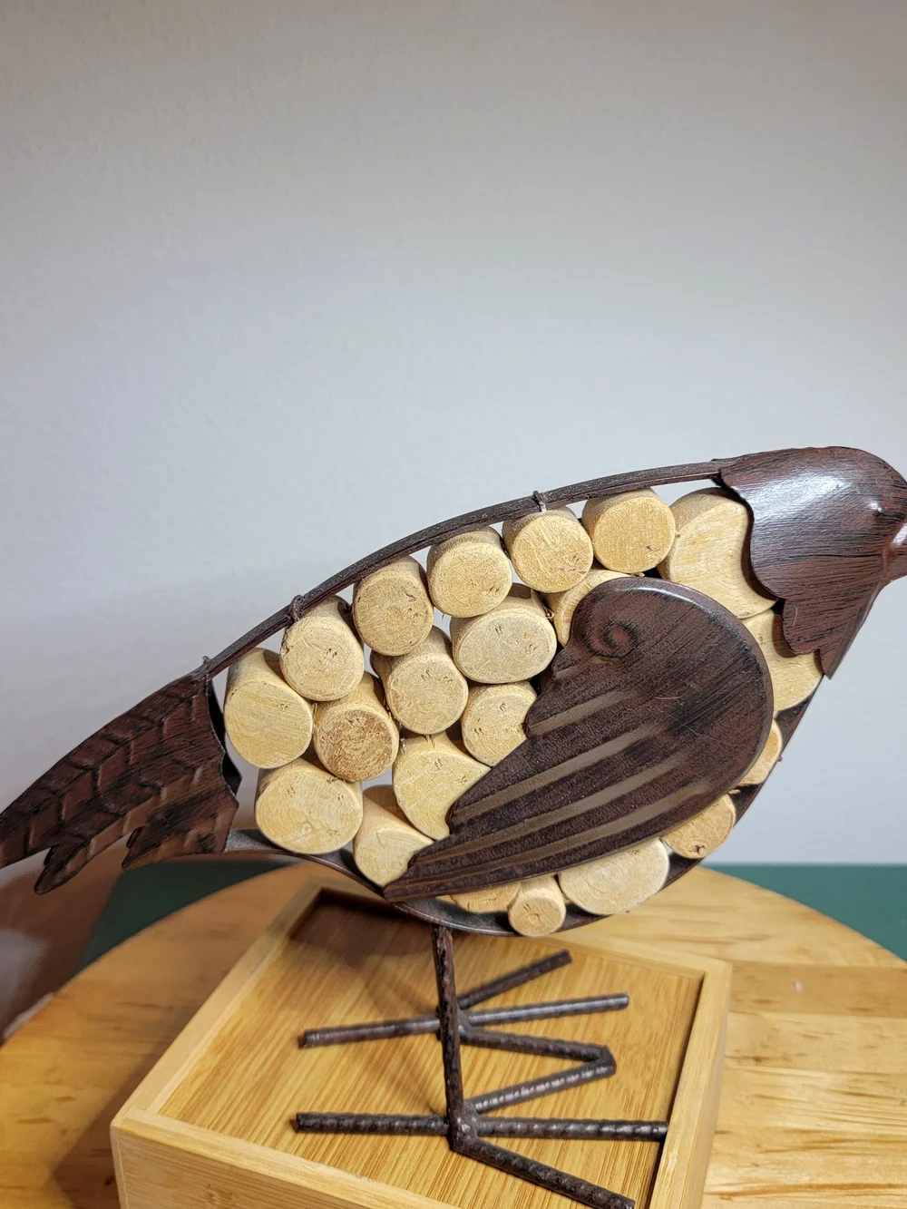Source Unknown Brown and Natural Wood Bird Ornament